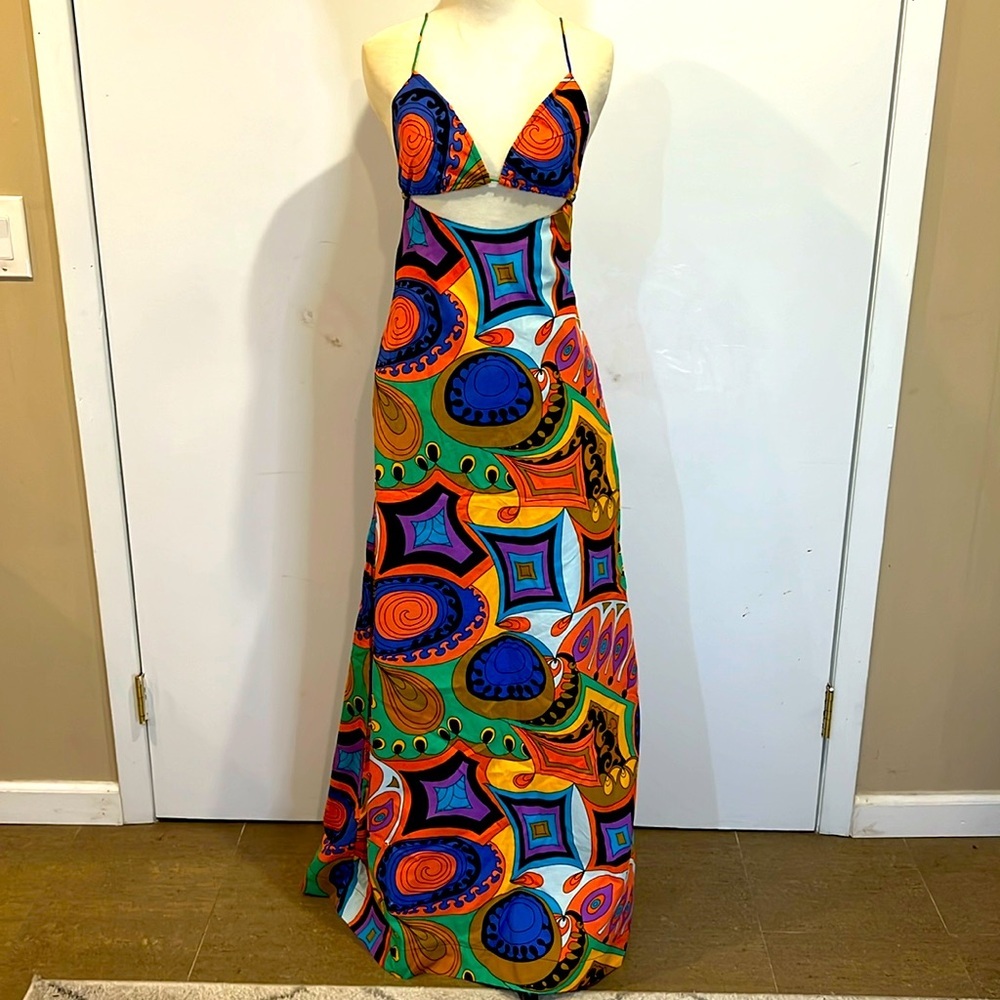 S/W/F Multicolor Cut Out A Line Maxi Dress - Size Small